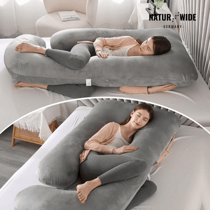 G-förmiges Ganzkörper-Schwangerschaftskissen – Memory-Foam, Baumwollbezug