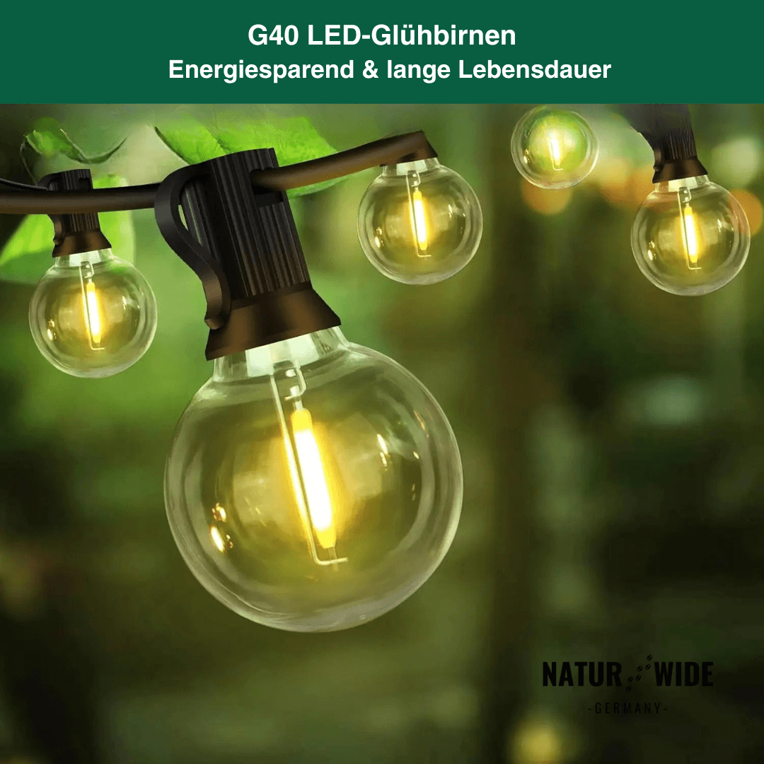 G40 LED Lichterkette Außen – Wetterfest & Bruchfest (Strom)