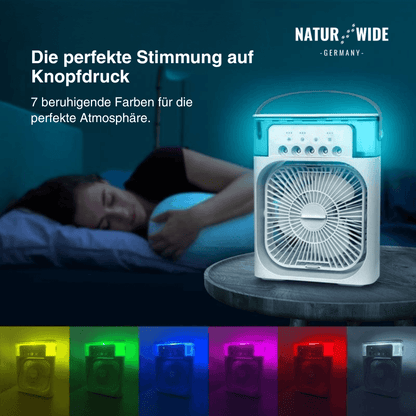 3-in-1 USB Luftkühler-Ventilator – Luftbefeuchter & 7-Farben LED-Nachtlicht