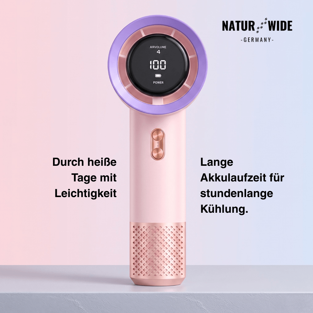 Handlicher Mini-Ventilator – 199 Geschwindigkeitsstufen, 6 Flügel, bürstenloser Motor