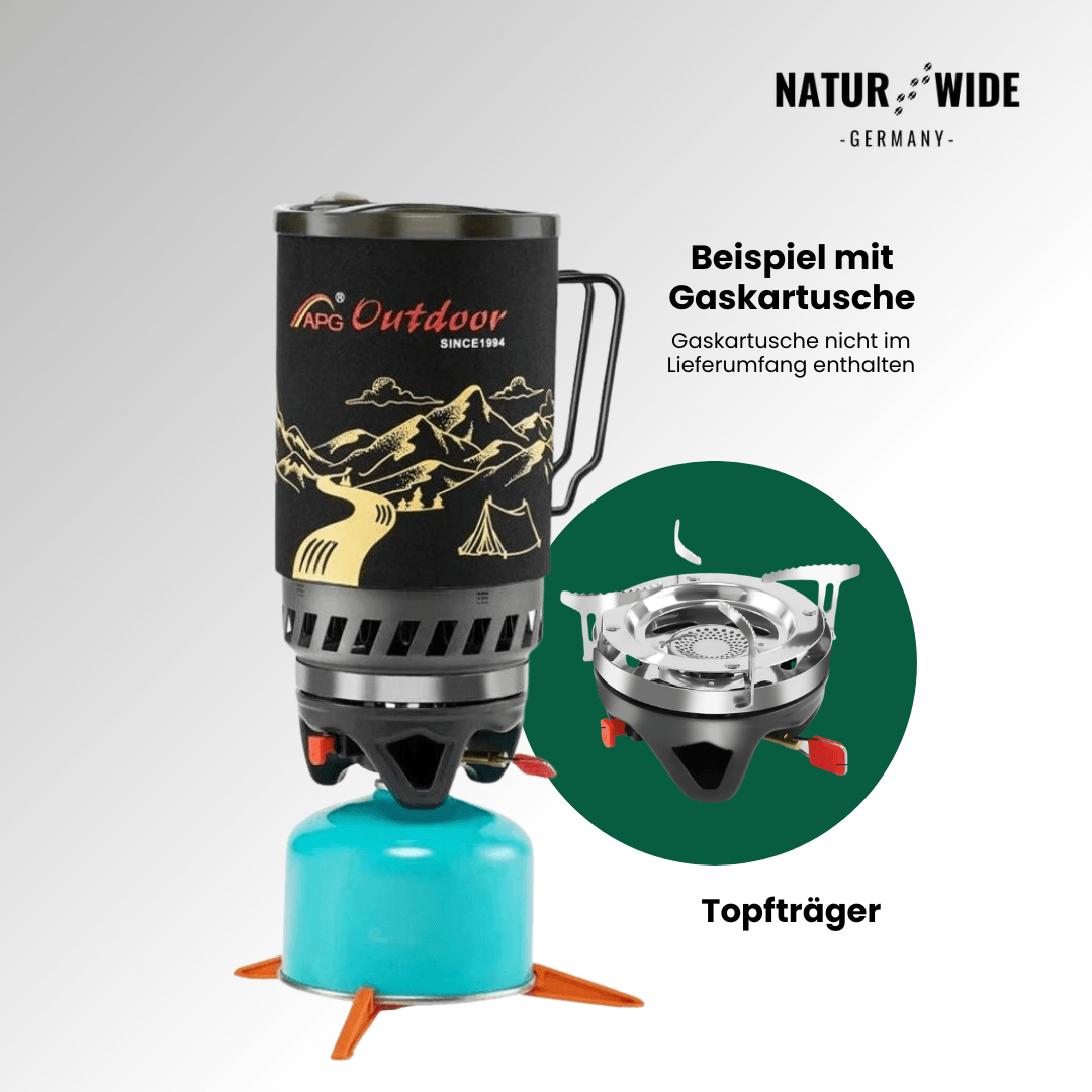 Tragbares 1400ml Camping-Kochsystem mit Gaskocher