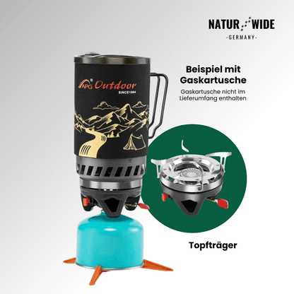 Tragbares 1400ml Camping-Kochsystem mit Gaskocher