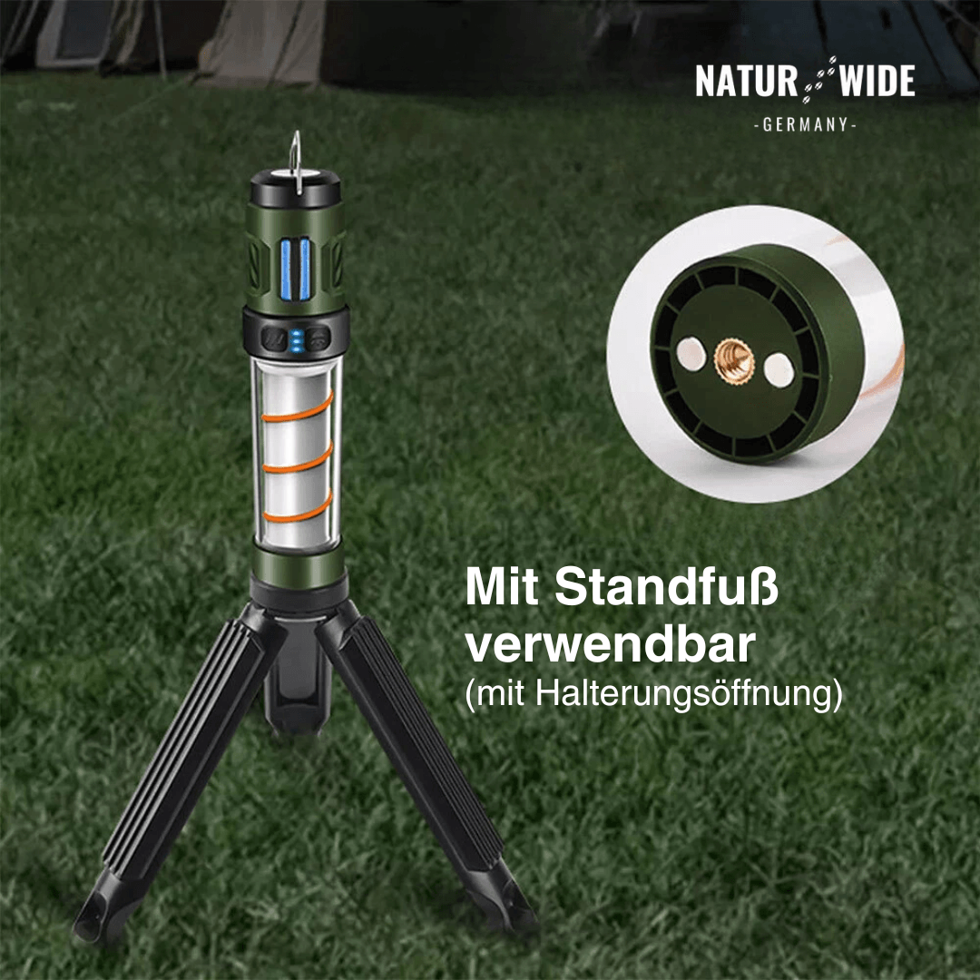 5-in-1 Campinglampe – LED-Taschenlampe & Mückenschutzlicht