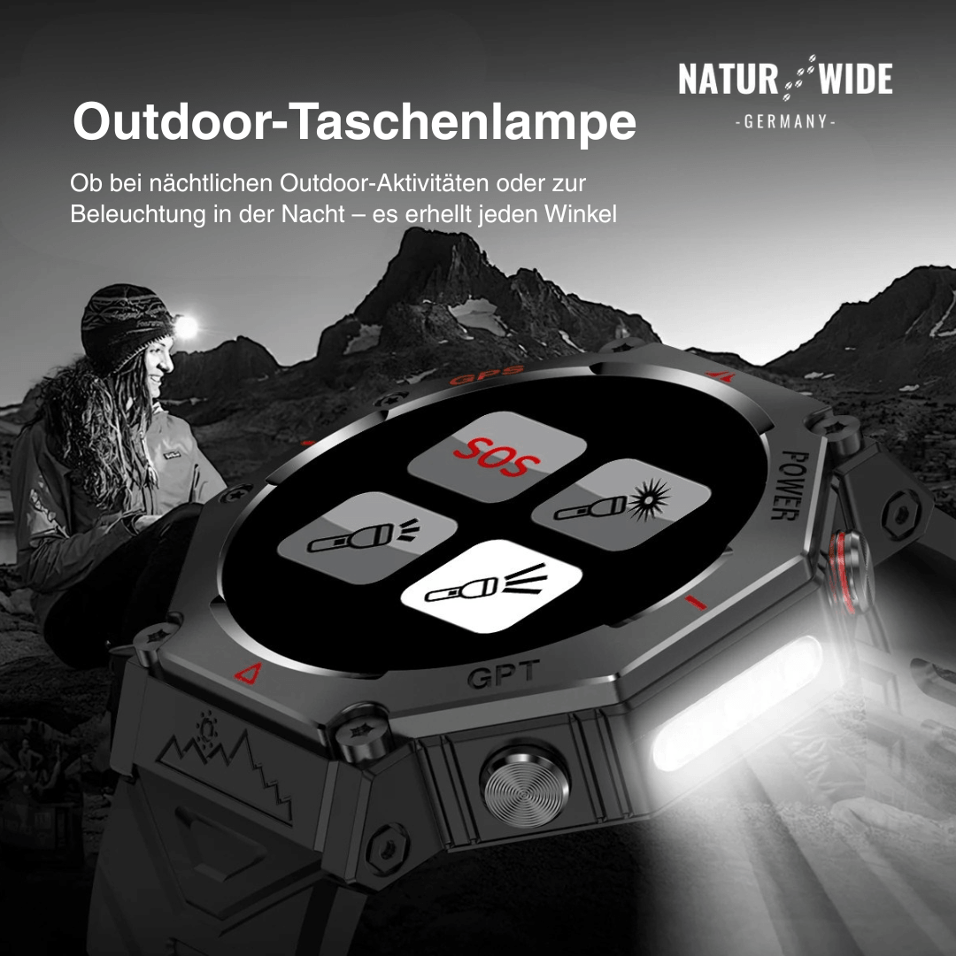 Militär GPS Smartwatch – AMOLED, 10ATM, HD Bluetooth-Anruf