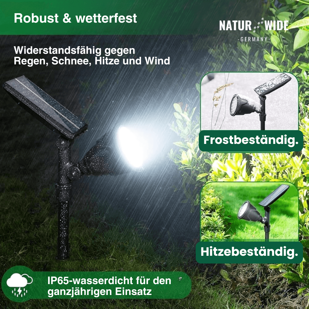 Solar Gartenstrahler LED – RGB & Weiß, IP65 & Verstellbar (2-in-1)