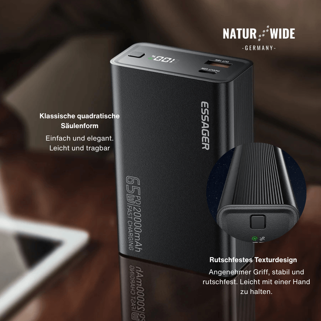 65W Schnelllade-Powerbank mit 20.000 mAh