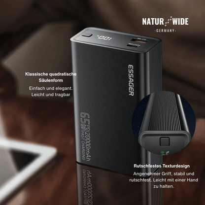 65W Schnelllade-Powerbank mit 20.000 mAh