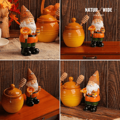 Lustiger Imker-Gartenzwerg mit Sonnenblume – Deko Figur