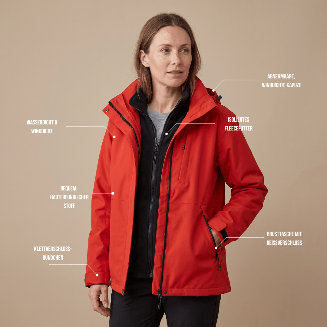2-in-1 Ultraleichte Regenjacke & Fleecejacke für Frauen – Wind & wasserdicht