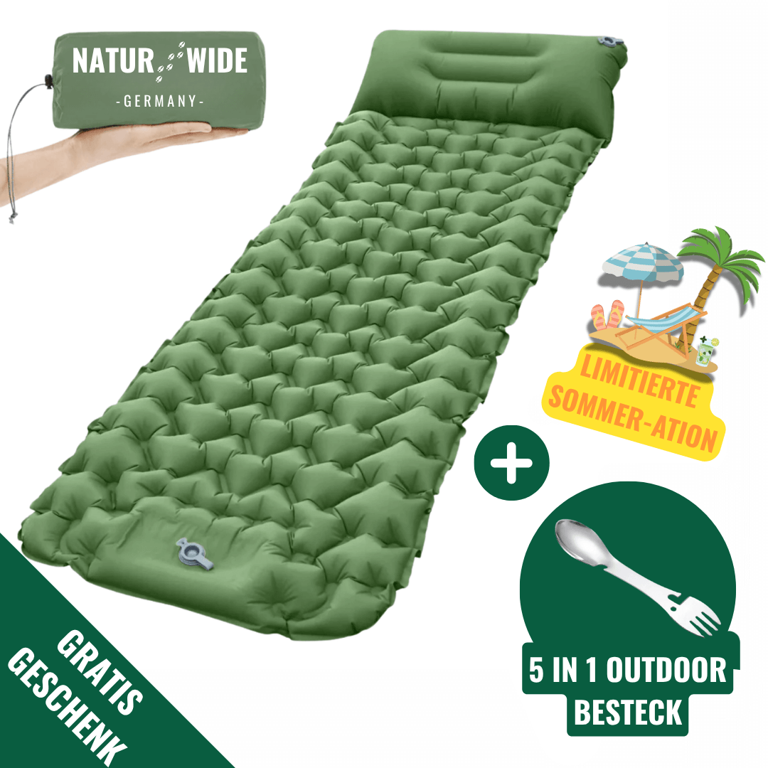 Ultraleichte kompakte Isomatte + gratis 5in1 Besteck – Ideal für jedes Abenteuer unterwegs