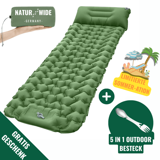 Ultraleichte kompakte Isomatte + gratis 5in1 Besteck – Ideal für jedes Abenteuer unterwegs