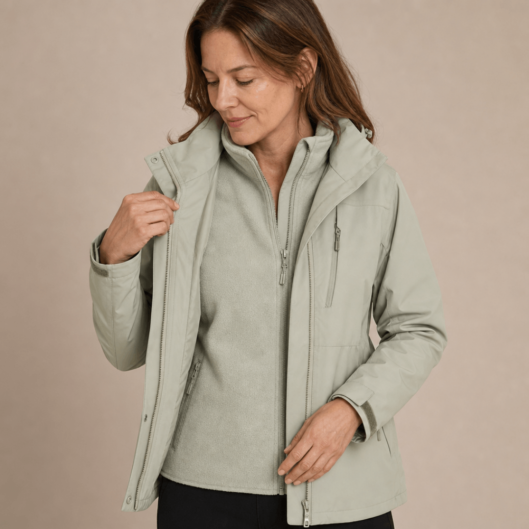 2-in-1 Ultraleichte Regenjacke & Fleecejacke für Frauen – Wind & wasserdicht