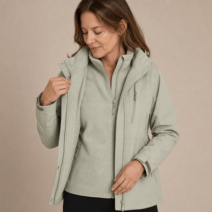 2-in-1 Ultraleichte Regenjacke & Fleecejacke für Frauen – Wind & wasserdicht