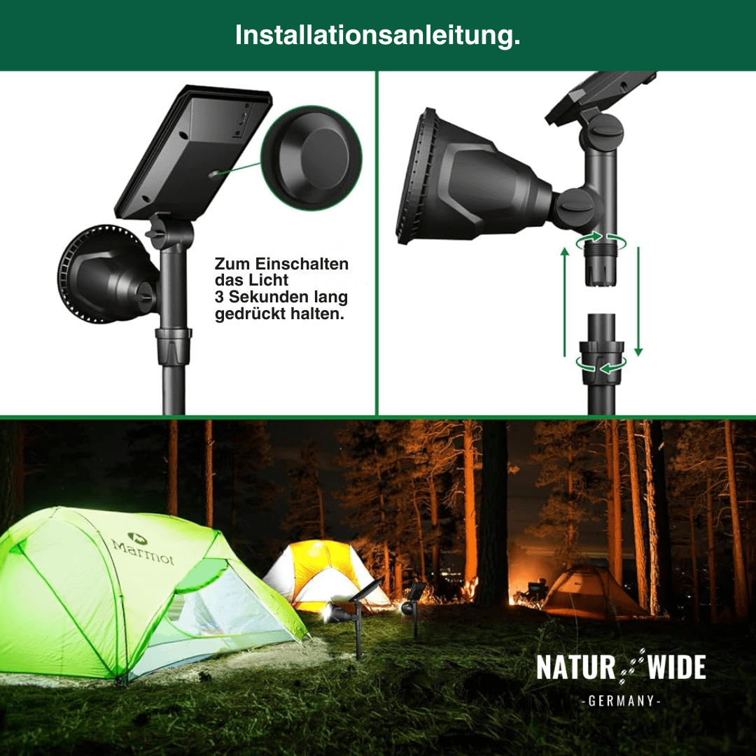 Solar Gartenstrahler LED – RGB & Weiß, IP65 & Verstellbar (2-in-1)