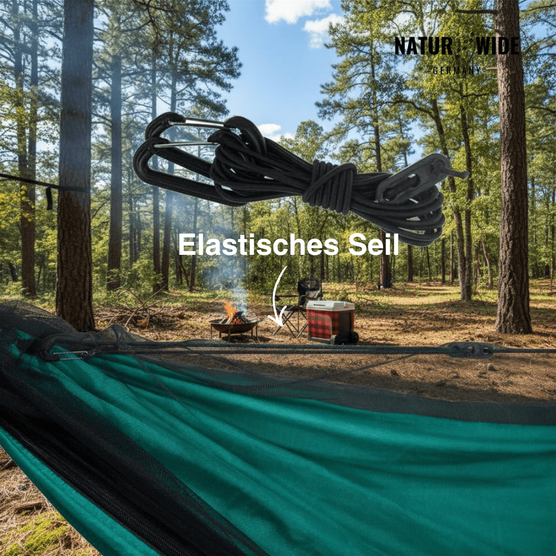 Camping-Hängematte mit Moskitonetz, Regenschutz-Tarp & Tasche