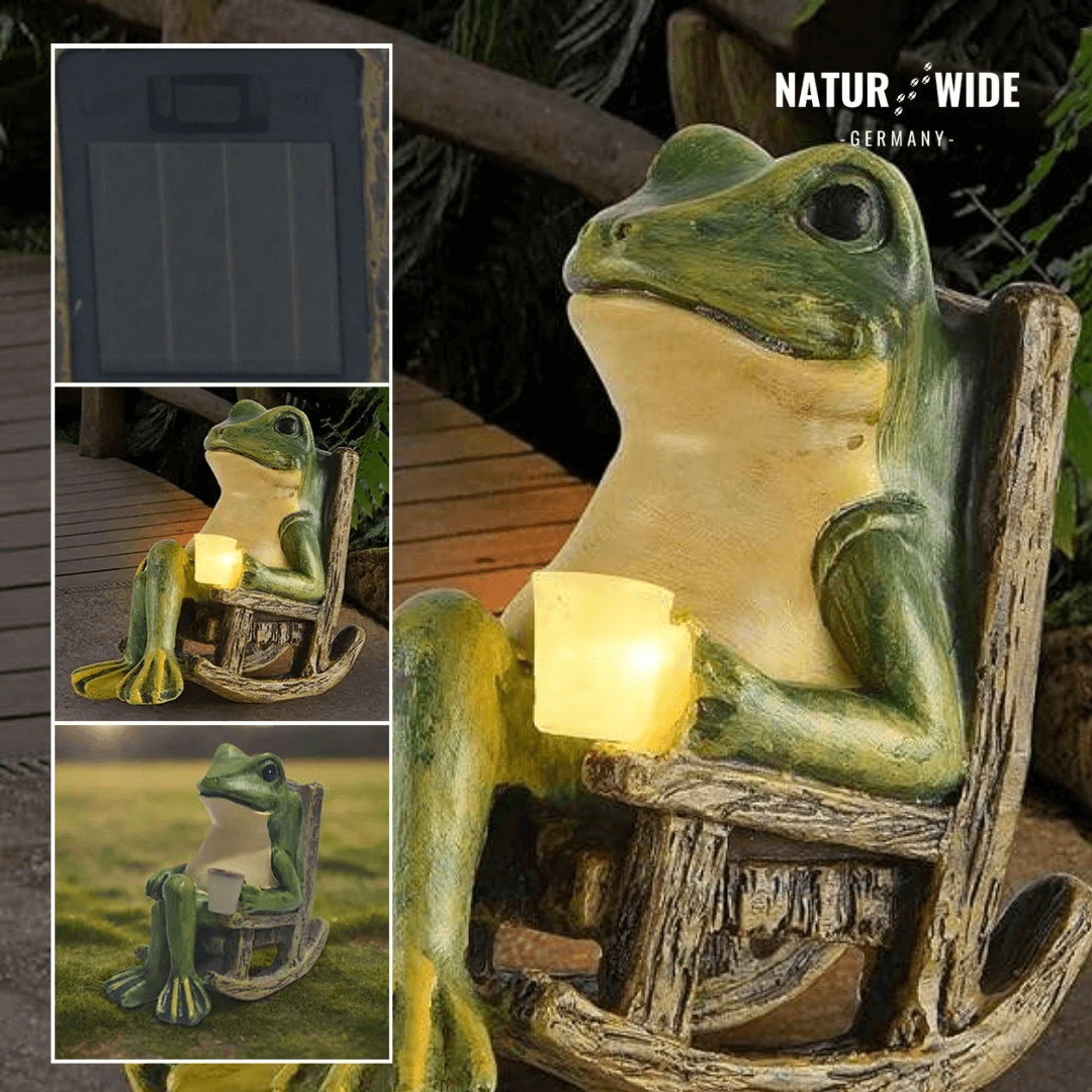 Solar Mini Frosch Gartenfigur – Leuchtende Outdoor Deko