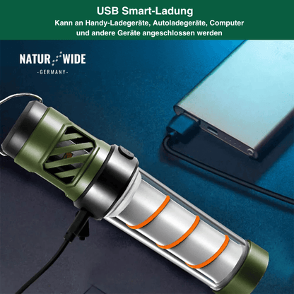 5-in-1 Campinglampe – LED-Taschenlampe & Mückenschutzlicht