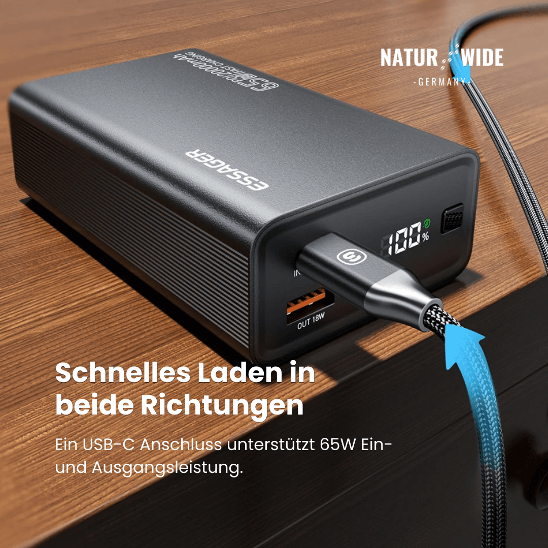 65W Schnelllade-Powerbank mit 20.000 mAh