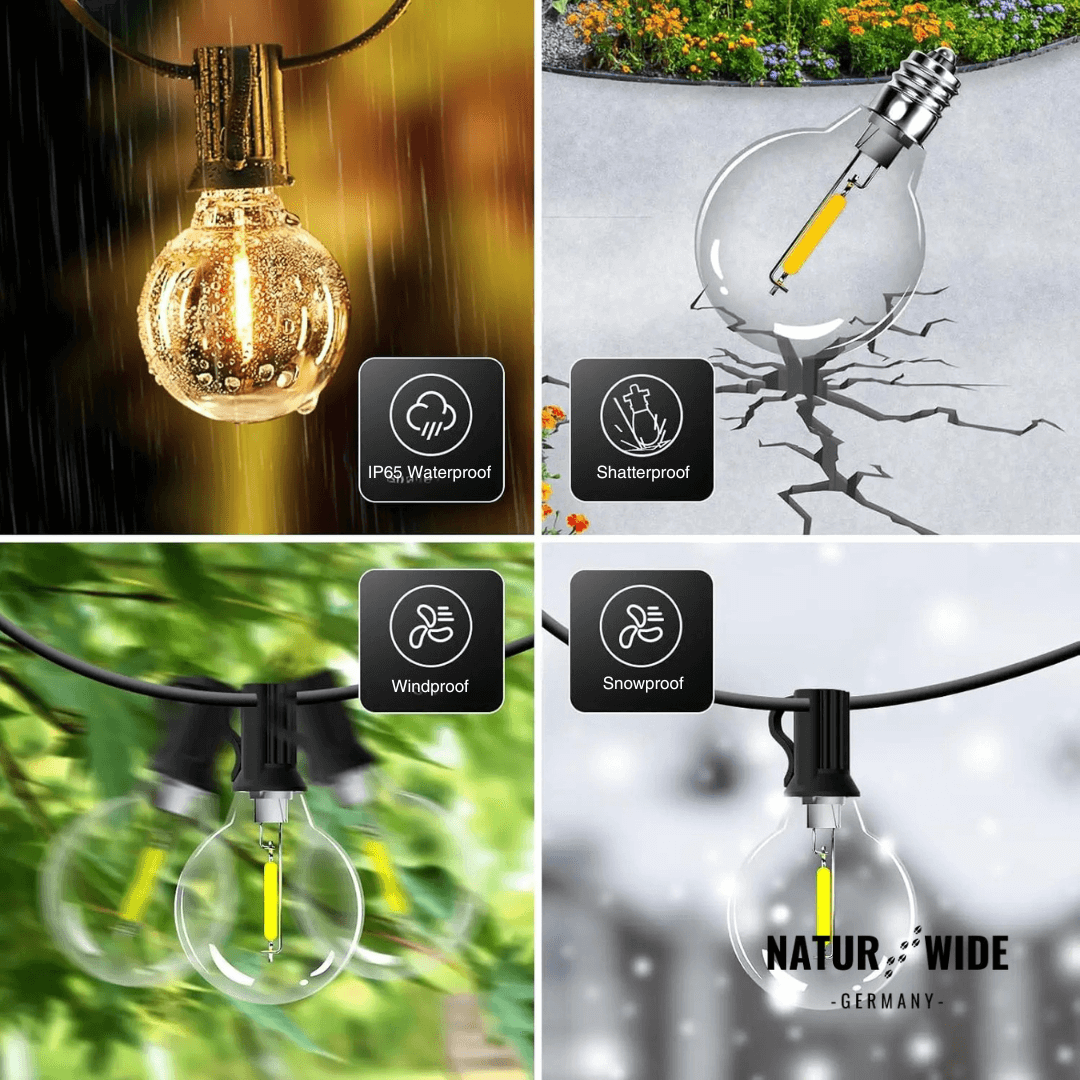 G40 LED Lichterkette Außen – Wetterfest & Bruchfest (Strom)