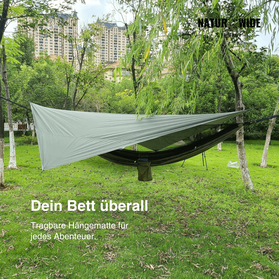 Camping-Hängematte mit Moskitonetz, Regenschutz-Tarp & Tasche – Naturwide