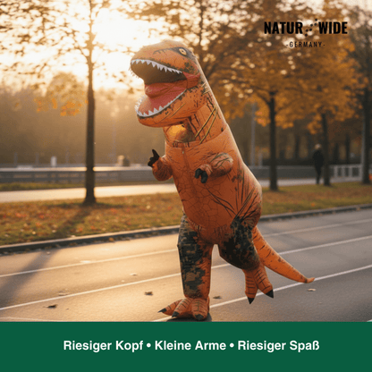Aufblasbares T-Rex Kostüm – Dinosaurier Anzug (Erw. & Kinder)