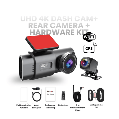 4K Dashcam mit Nachtsicht, Wi-Fi, GPS & 24H Parküberwachung