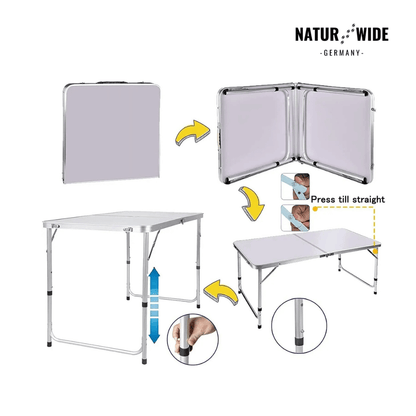 Klappbarer Campingtisch Höhenverstellbar – Alu Koffertisch