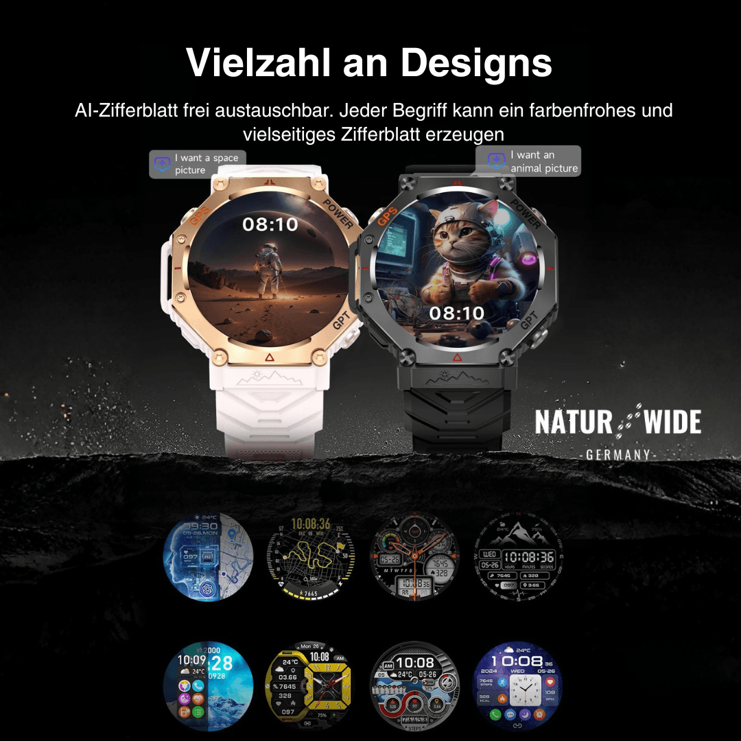 Militär GPS Smartwatch – AMOLED, 10ATM, HD Bluetooth-Anruf