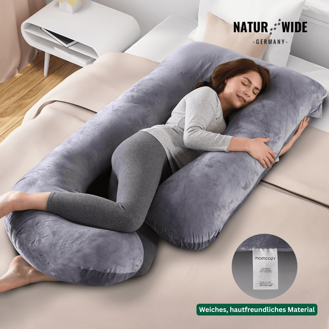 G-förmiges Ganzkörper-Schwangerschaftskissen – Memory-Foam, Baumwollbezug