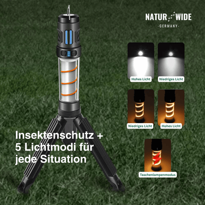 5-in-1 Campinglampe – LED-Taschenlampe & Mückenschutzlicht