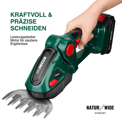 2-in-1 Akku Gras- & Strauchschere – (Verstellbar)