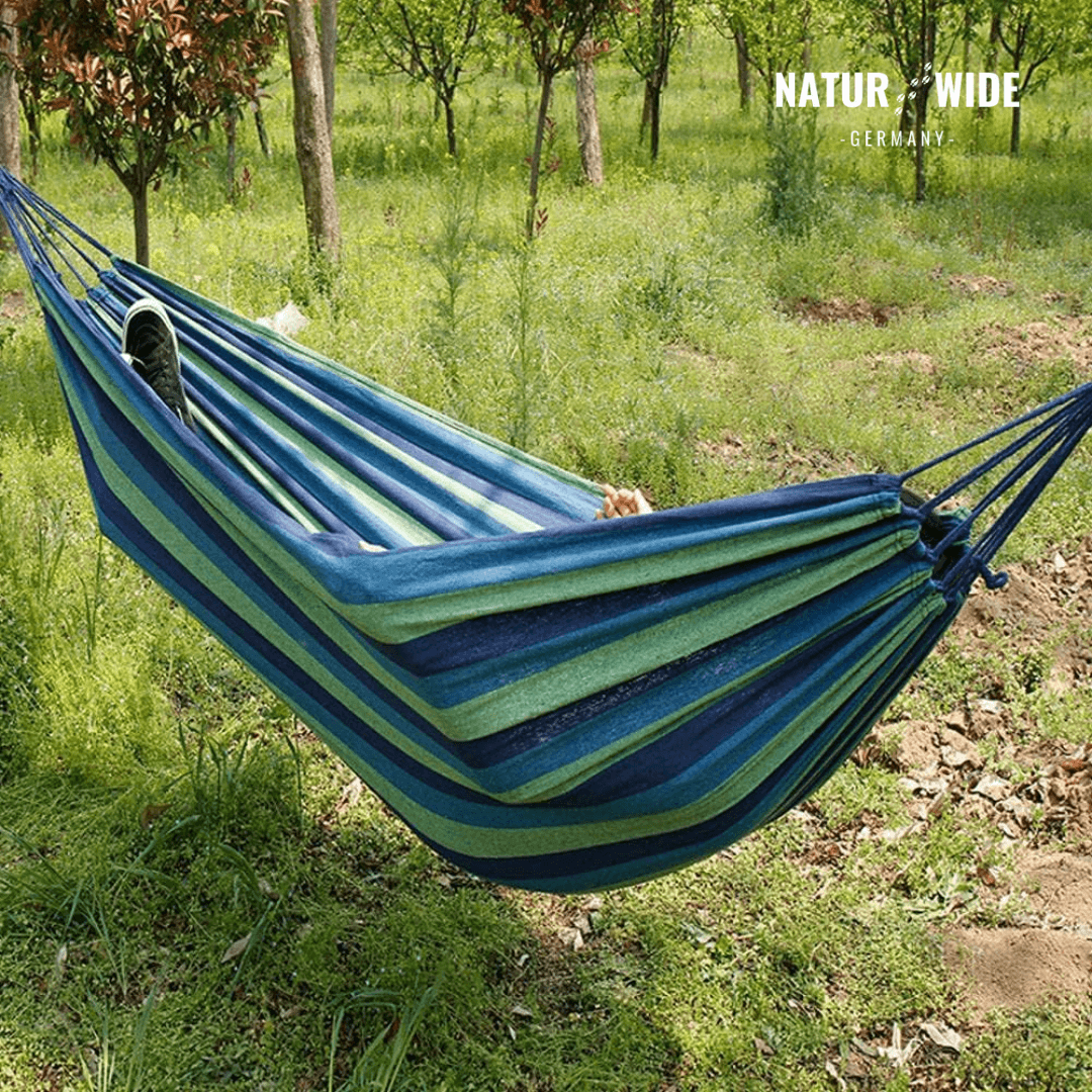Gestreifte Hängematte – Einzel- & Doppel-Outdoor-Schlafhängematte