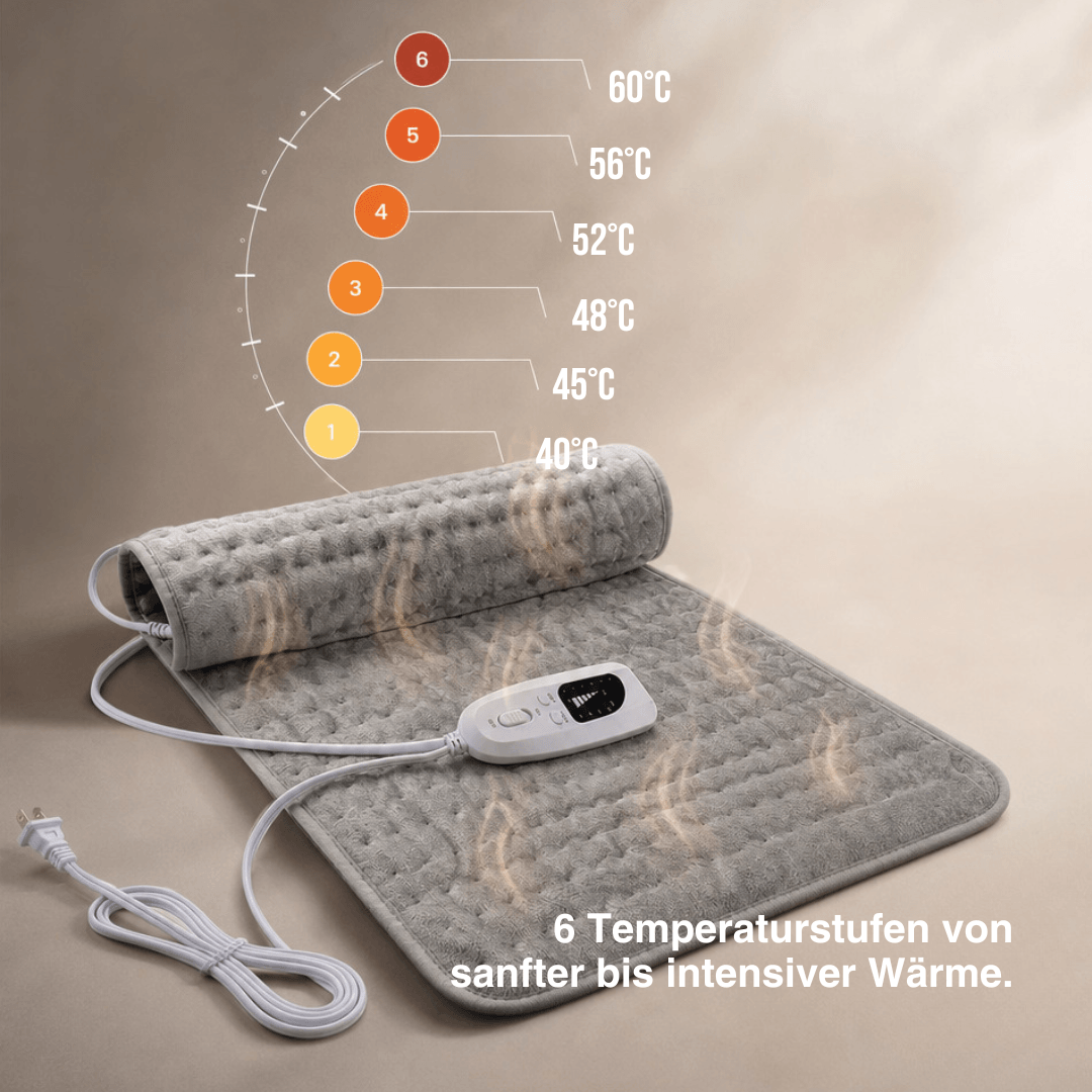Elektrische Heizdecke – Wärmeauflage für Rücken, Bauch & Beine mit 6 Temperaturstufen