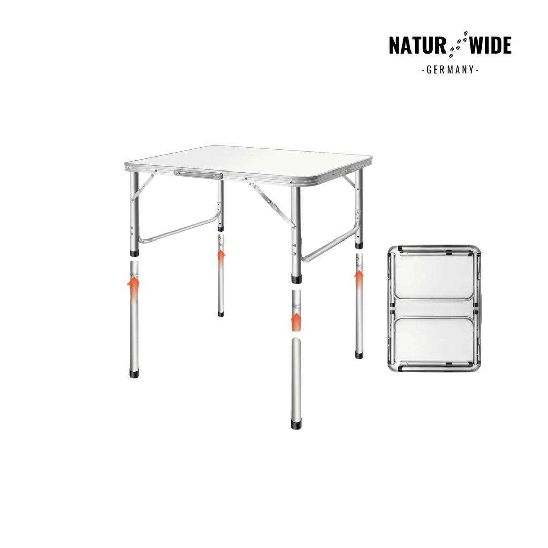 Klappbarer Campingtisch Höhenverstellbar – Alu Koffertisch