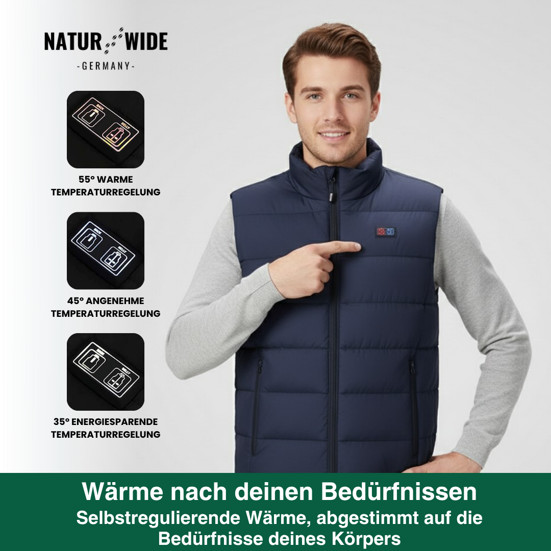 Beheizte Weste mit 9 Heiz-Zonen – Ultraleicht, USB-betrieben & ideal für Outdoor-Abenteuer