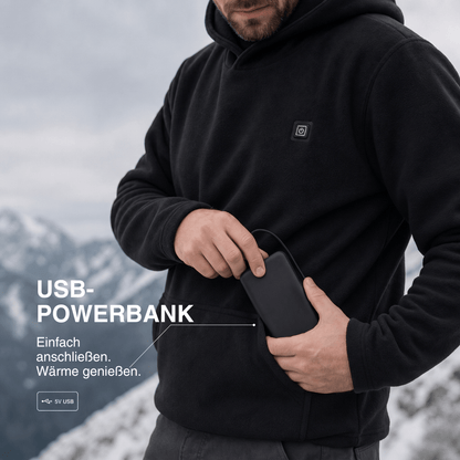 USB Beheizter Hoodie – Unisex Hoodie mit Reißverschluss