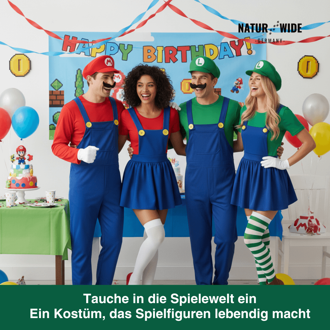 Mario & Luigi Cosplay Kostüm – Jumpsuit & Kleid Set (Unisex)