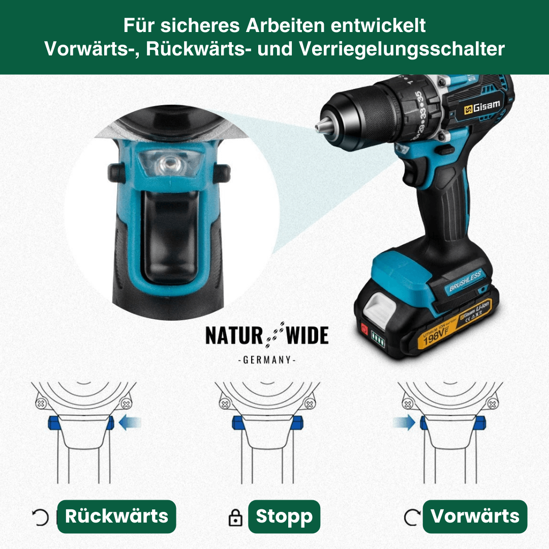 Akku-Schlagbohrschrauber 18V Bürstenlos – 65Nm & 13mm Futter