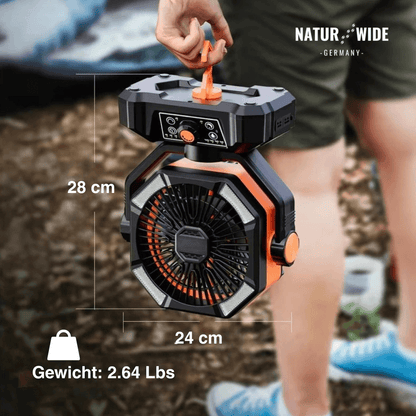 20000mAh Campingventilator mit LED-Laterne – 8-Stufen Akku-Ventilator