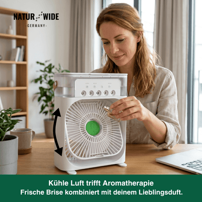 3-in-1 USB Luftkühler-Ventilator – Luftbefeuchter & 7-Farben LED-Nachtlicht