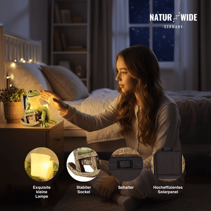 Solar Mini Frosch Gartenfigur – Leuchtende Outdoor Deko