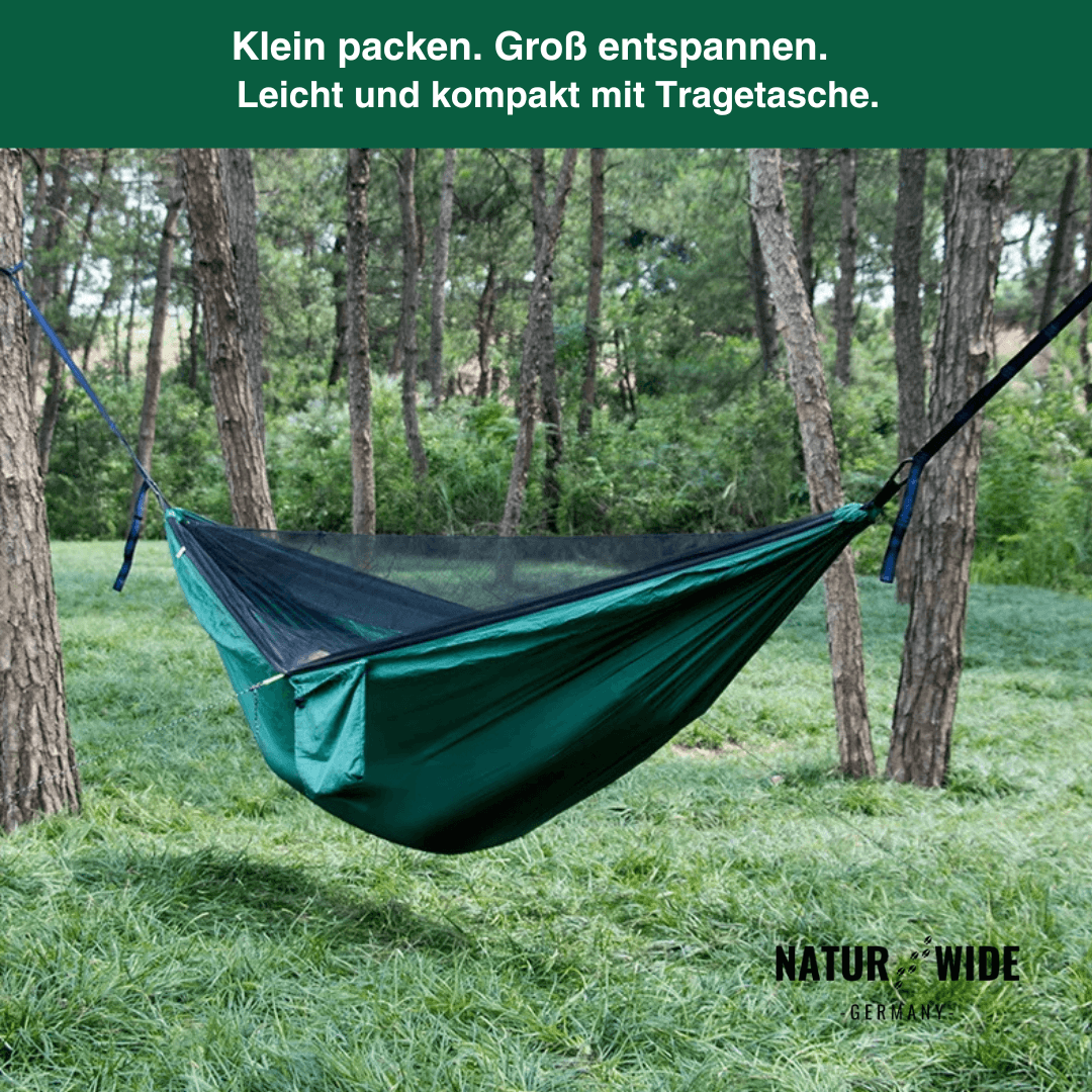 Camping-Hängematte mit Moskitonetz, Regenschutz-Tarp & Tasche