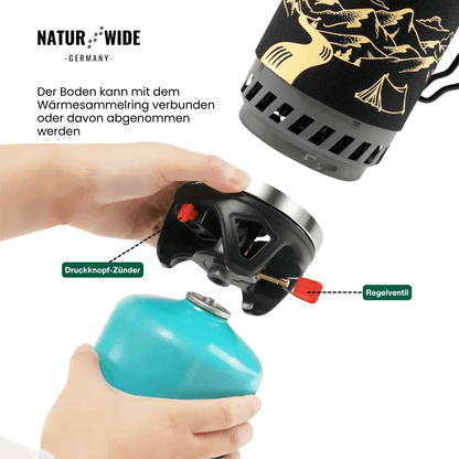 Tragbares 1400ml Camping-Kochsystem mit Gaskocher