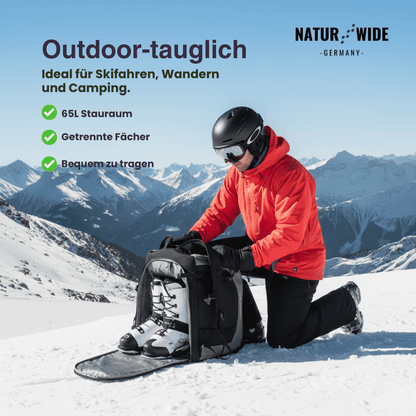 65L Ski Rucksack – Große Skistiefeltasche für Helm & Boots