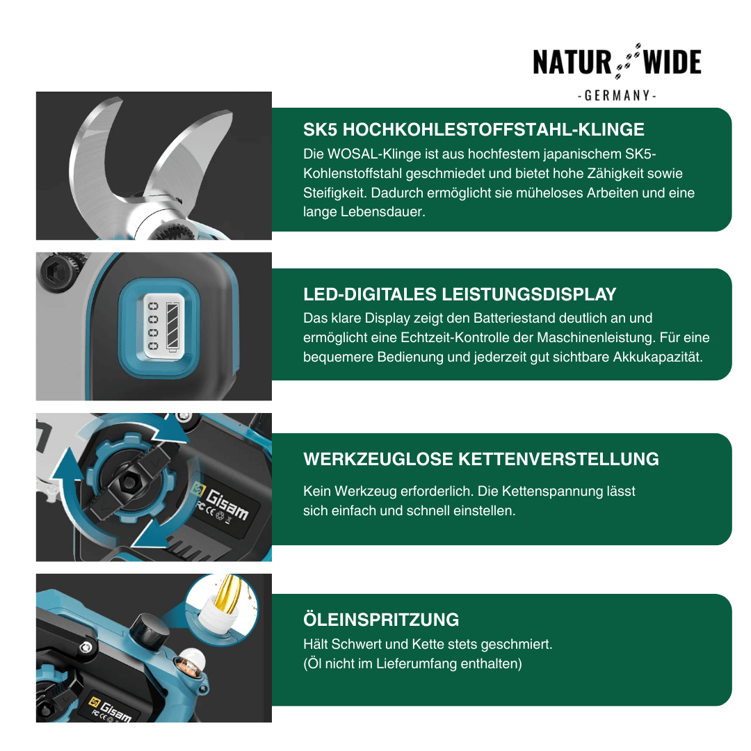 4-in-1 Akku-Teleskopsäge & Astschere – Bürstenlos (18V Kompatibel)