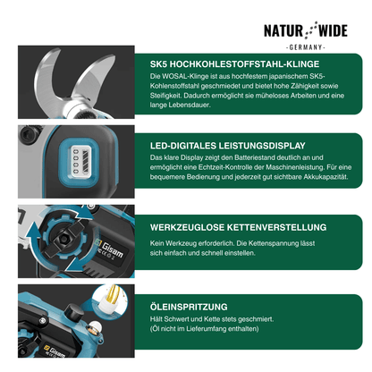 4-in-1 Akku-Teleskopsäge & Astschere – Bürstenlos (18V Kompatibel)