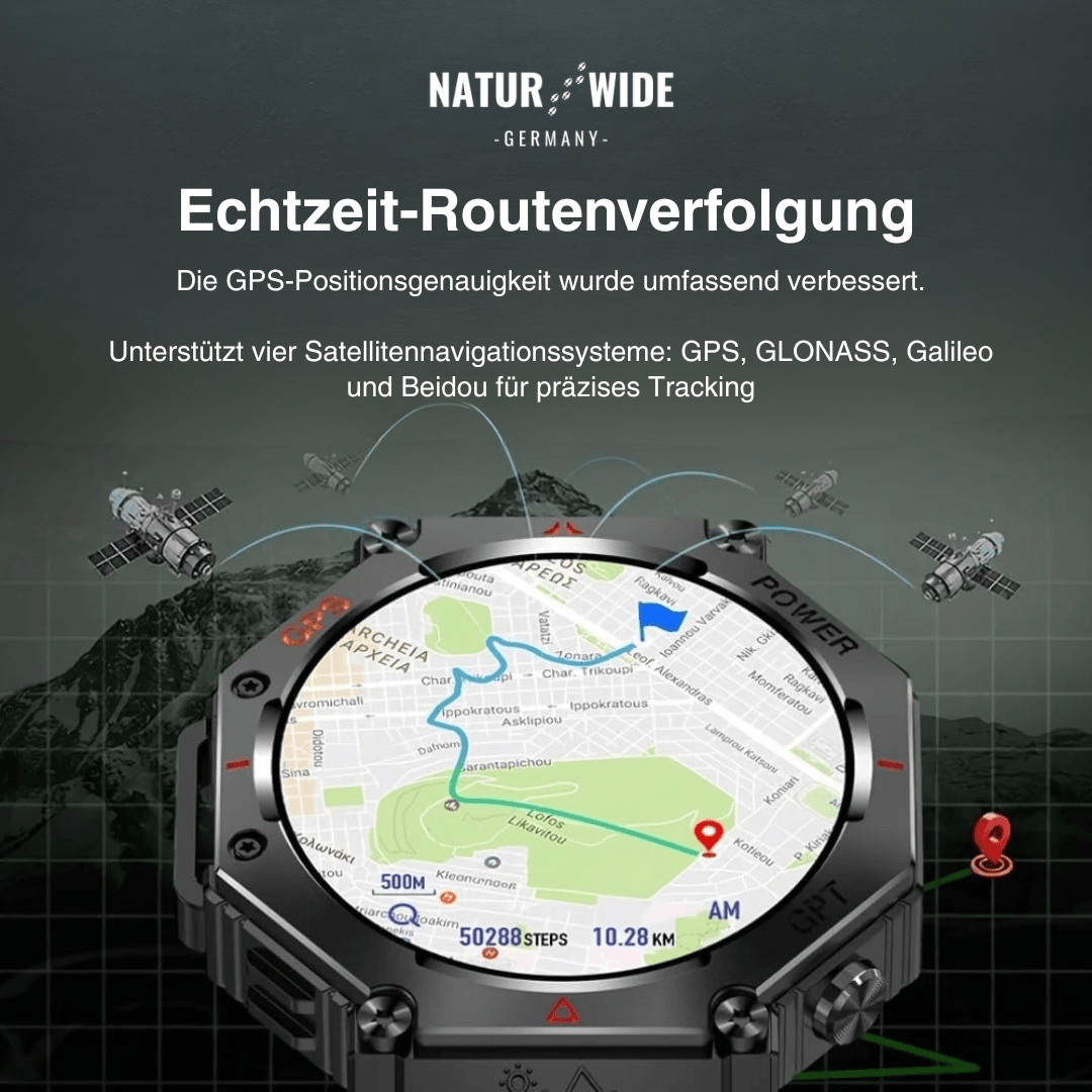 Militär GPS Smartwatch – AMOLED, 10ATM, HD Bluetooth-Anruf