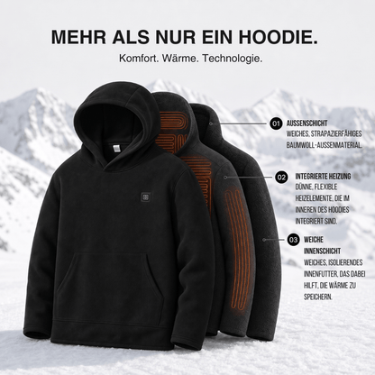 USB Beheizter Hoodie – Unisex Hoodie mit Reißverschluss