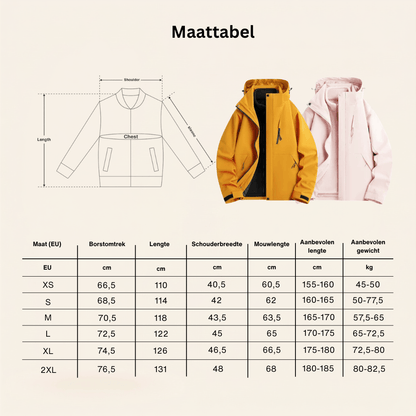 2-in-1 Ultraleichte Regenjacke & Fleecejacke für Frauen – Wind & wasserdicht