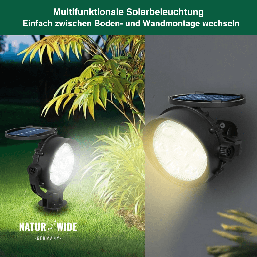 Solar Gartenstrahler LED – RGB & Weiß, IP65 & Verstellbar (2-in-1)